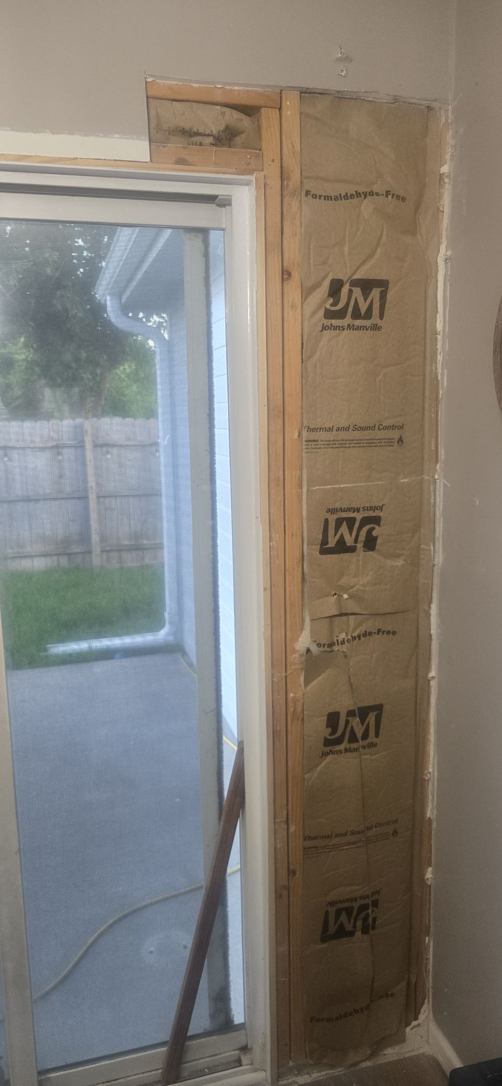 Interior wall repair in progress