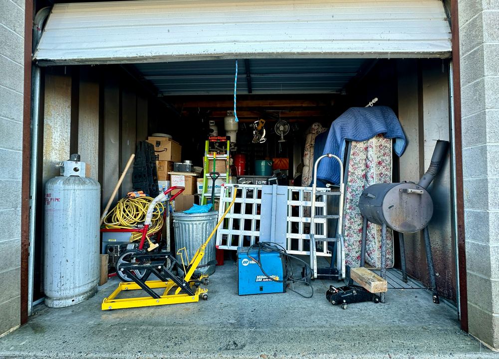 Garage full of items ready for junk removal